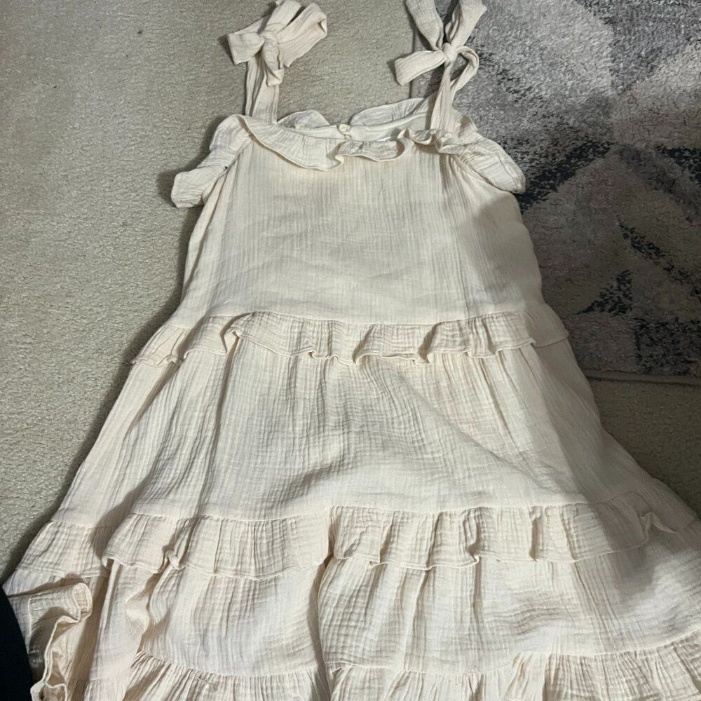 &merci tie shoulder ruffle pleated dress small